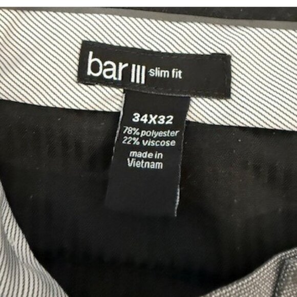 Bar III Men's Slim Fit Gray Dress Pants 34x32 Trousers - Comfort Enhanced - Picture 4 of 7